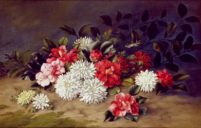Natura morta di crisantemi e camelie, 1883